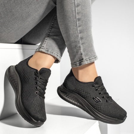 Pantofi sport dama cu talpa groasa negri MOD13185, 3, modlet.ro