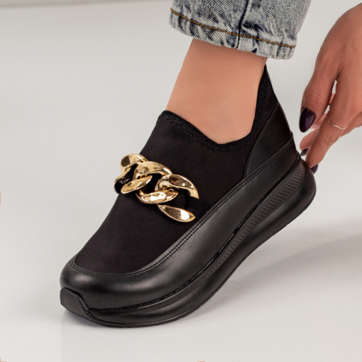 Oferta zilei, Pantofi sport dama negri cu lant decorativ ZEF033821 - zeforia.ro