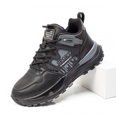 REDUCERI INCALTAMINTE, Pantofi sport negri cu gri barbati MOD10015, modlet.ro