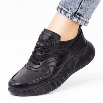 Adidasi dama, Pantofi sport negri dama Piele naturala MOD06409, modlet.ro