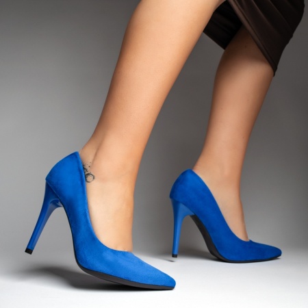 Pantofi Stiletto dama albastru suede MOD13043, 2, modlet.ro