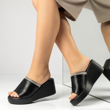 Papuci casual cu platforma negri ZOE1, 2, modlet.ro