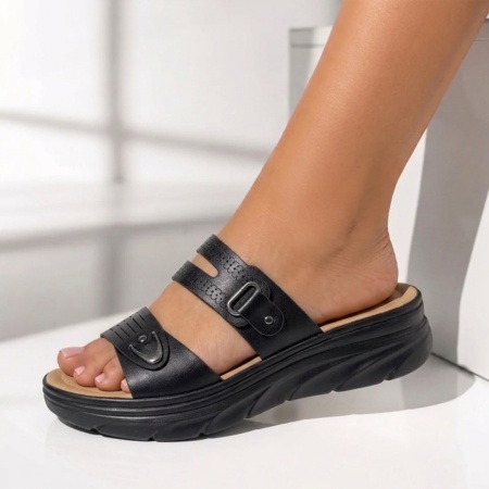 Papuci casual dama cu platforma negri IRIS2, 3, modlet.ro