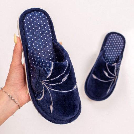 Papuci dama albastri cu fundita ZEF06161