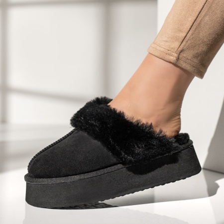 Papuci dama tip UG negru suede ZEF12612, 2, zeforia.ro