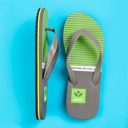 Papuci de plaja barbati gri cu verde MDL05319