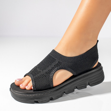 Sandale dama cu perforatii si bareta elastica negre MOD11375