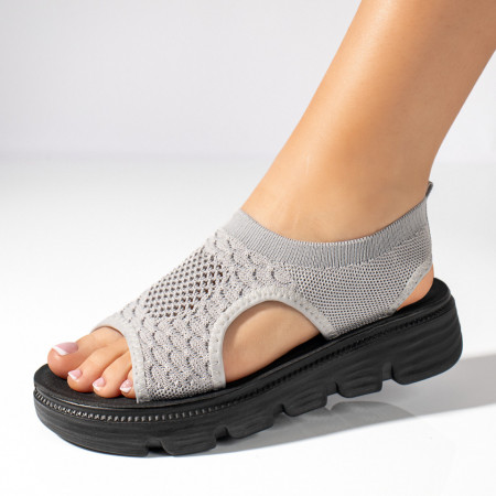 Sandale dama cu perforatii si talpa groasa gri MOD11370