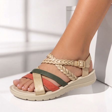 Sandale dama cu platforma bej EVA65, 2, modlet.ro