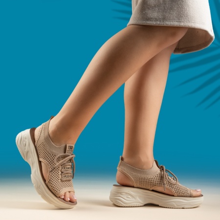 Sandale dama cu platforma khaki EVA58, 3, modlet.ro
