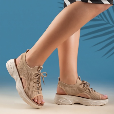 Sandale dama cu platforma khaki EVA69, 3, modlet.ro