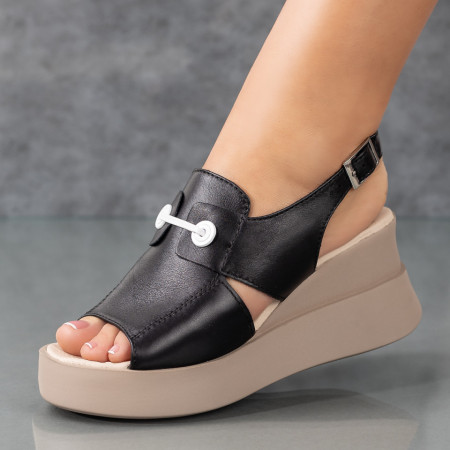 Sandale dama, Sandale dama cu platforma negre din Piele naturala ZEF08901, zeforia.ro