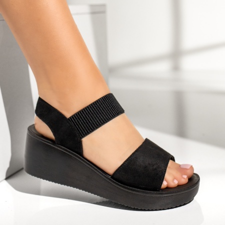 Sandale dama cu platforma negru suede MIA2, 3, modlet.ro
