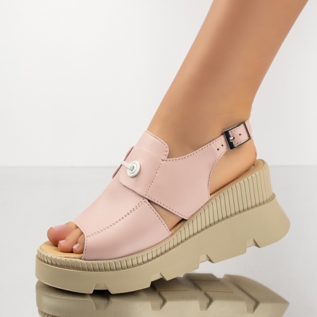 Sandale dama cu platforma roz din Piele naturala ZEF08901, 2, zeforia.ro