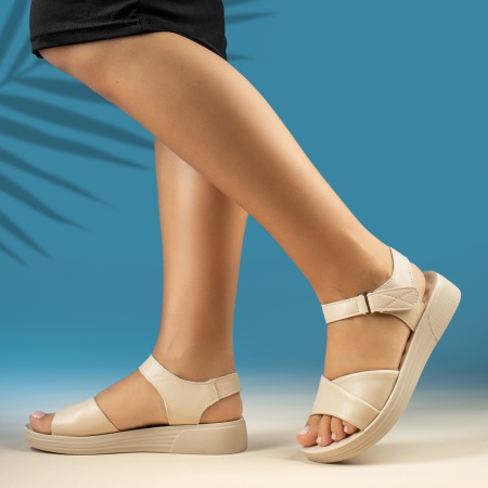 Sandale dama cu talpa groasa bej MOD13795, 2, modlet.ro