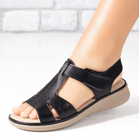 Sandale dama, Sandale dama cu talpa groasa si inchidere cu scai negre MOD09288, modlet.ro