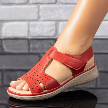 Sandale dama cu talpa groasa si inchidere cu scai rosii MDL09288