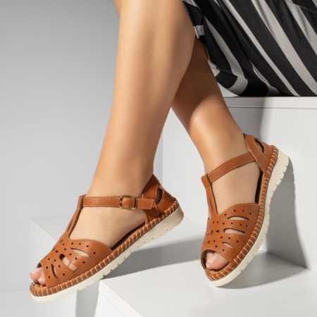 Sandale joase dama, Sandale dama cu talpa joasa maro MOD13673, modlet.ro