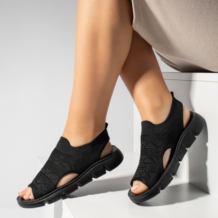 Sandale dama cu talpa joasa negre EVA55, 2, modlet.ro