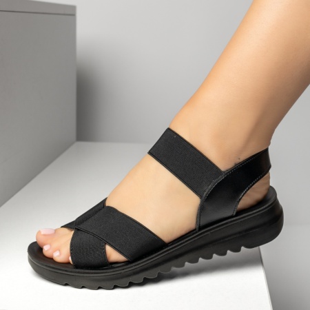 Sandale dama cu talpa joasa si barete elastice negre MIA8, 3, modlet.ro