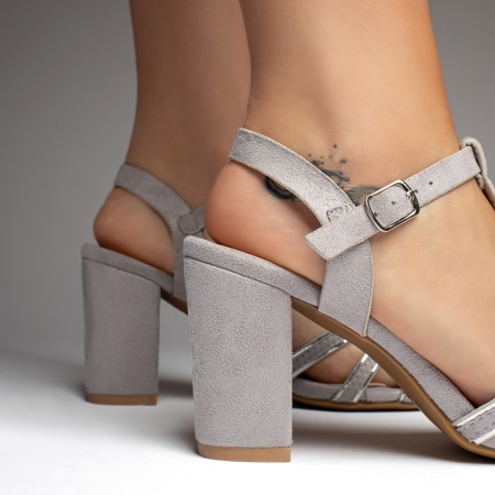 Sandale dama cu toc gros gri suede MOD11498, 4, modlet.ro
