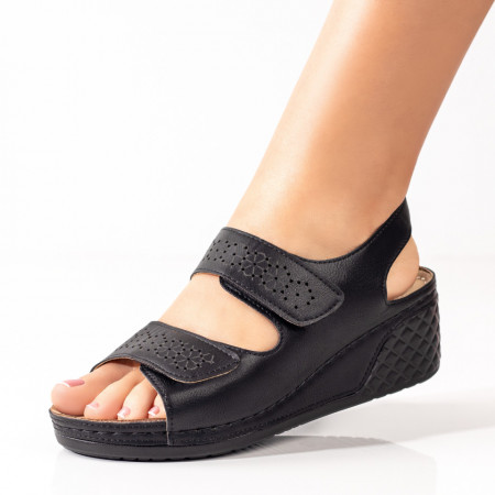 Sandale dama negre cu platforma si scai ZEF09077