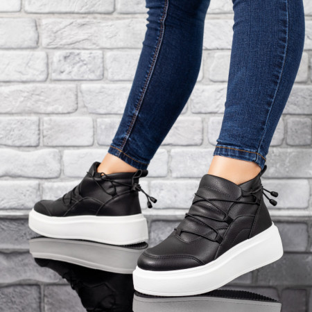 Sneakers dama cu siret elastic negri MOD10123, 3, modlet.ro