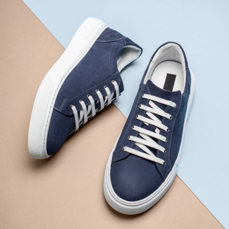 Tenisi barbati cu talpa groasa albstru suede din Piele naturala MOD10577, 3, modlet.ro