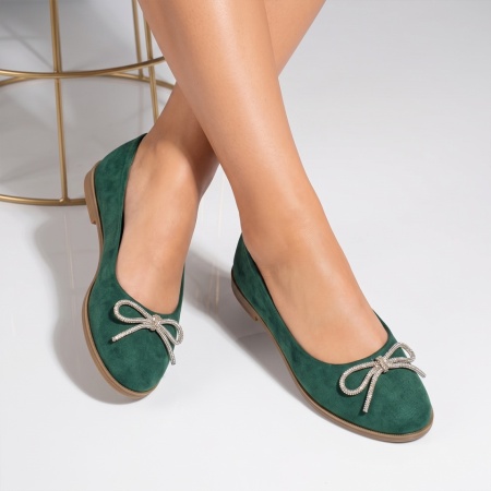 Balerini dama cu fundita verde suede INA15, 3, modlet.ro