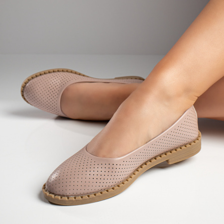 Balerini si Mocasini Dama, Balerini dama cu perforatii roz MOD11550, modlet.ro