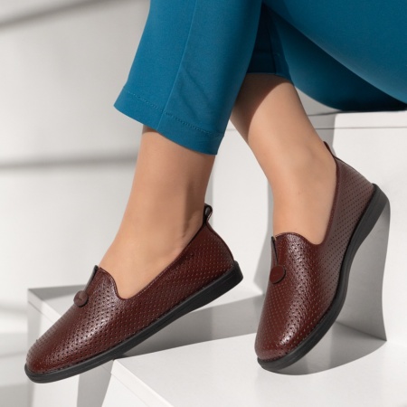 Balerini dama cu perforatii visinii MOD14296, 2, modlet.ro