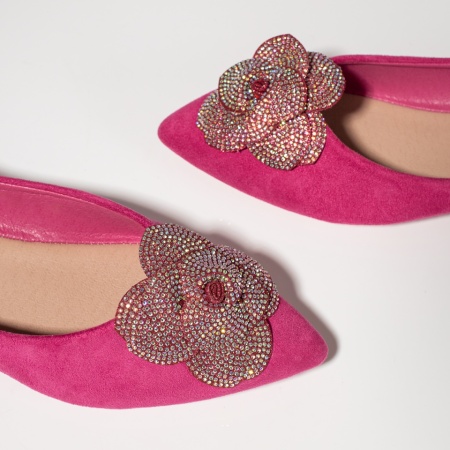 Balerini dama cu strasuri roz suede MOD11725, 2, modlet.ro