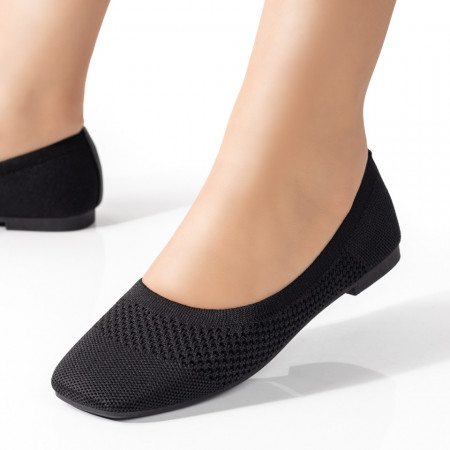 Oferta zilei, Balerini dama din material textil negri MOD08478, modlet.ro