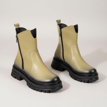 Bocanci dama cu fermoar verzi din Piele naturala MOD10459, 2, modlet.ro