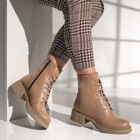 Bocanci dama cu siret nude MOD12426, 3, modlet.ro