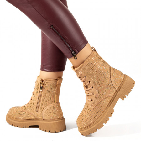 Bocanci dama maro suede cu aplicatie de strasuri MOD10256, 3, modlet.ro