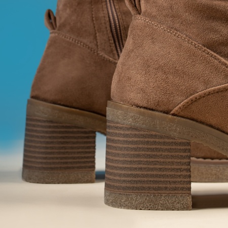 Botine dama cu toc gros maro suede MOD14064, 2, modlet.ro