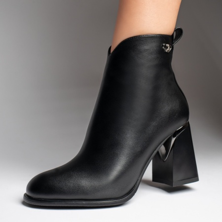 Botine dama, Botine dama cu toc gros negre MOD12389, modlet.ro