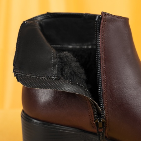 Botine dama cu toc gros visinii din Piele naturala MOD05610, 2, modlet.ro