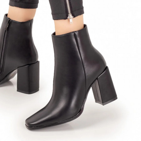 Botine dama negre cu fermoar si toc inalt MOD07346, 3, modlet.ro