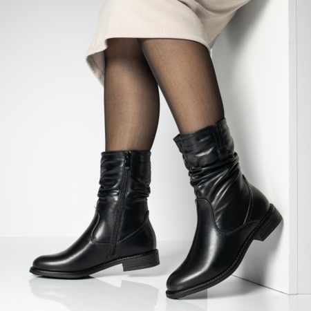 Cizme cu fermoar negre dama MOD06659