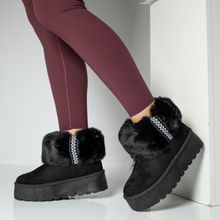 Cizme dama cu talpa groasa tip UG negru suede MOD12836, 2, modlet.ro