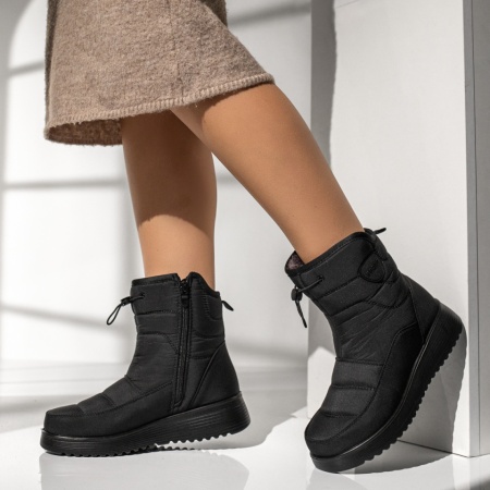 Cizme dama din fas cu siret elastic si fermoar negre MOD13996, 2, modlet.ro