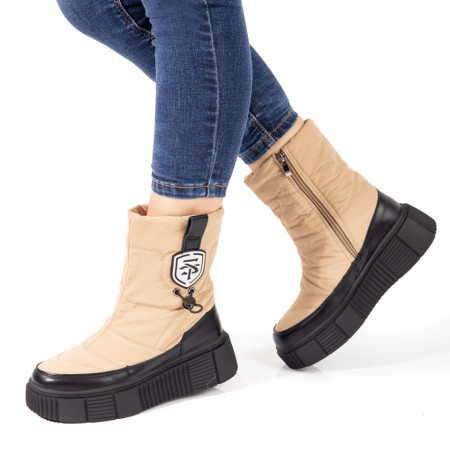 Cizme dama impermeabile cu talpa groasa khaki MOD10837