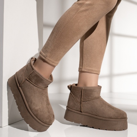 Cizme dama scurt tip UG khaki suede MOD12746, 3, modlet.ro