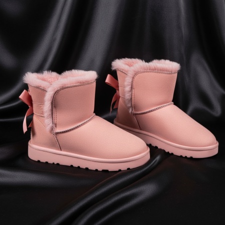 Cizme dama scurte cu funda la spate roz suede MOD07105, 1, modlet.ro