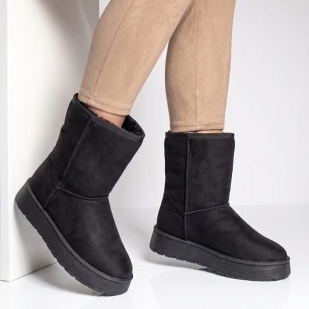 Cizme dama tip UG cu talpa groasa negru suede EMA47, 3, modlet.ro
