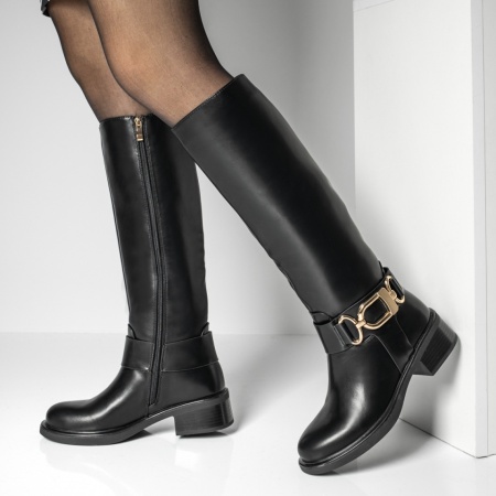 Cizme lungi dama cu toc negre MOD12918