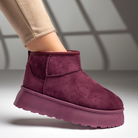 Incaltaminte dama, Cizme scurte dama tip UG visiniu suede MOD12590, modlet.ro