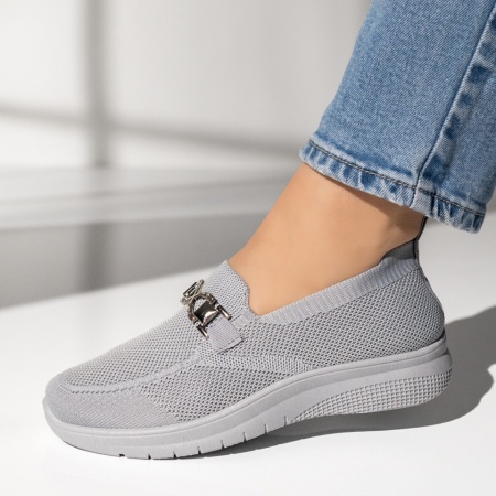 Espadrile dama cu accesoriu decorativ gri EMA1, 2, modlet.ro